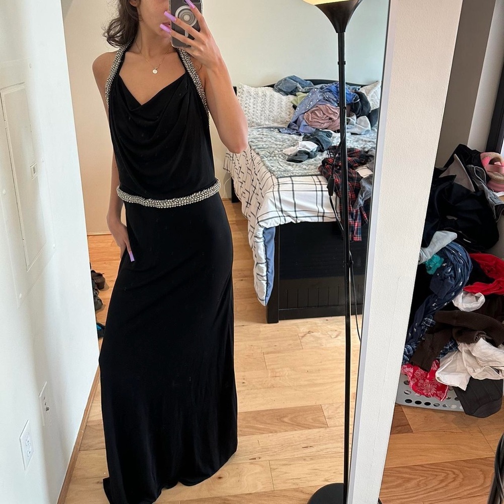 Elegant Black Halter Wedding Dress